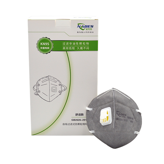 耐呗斯NBS95402V-HU灰色折叠头戴有阀防工业粉尘防飞沫舒适款口罩
