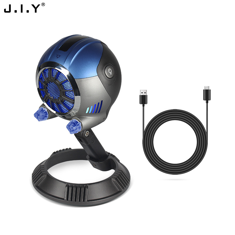 新品USB电容麦克风192K电脑电竞游戏录音手机直播RGB跨境有线话筒