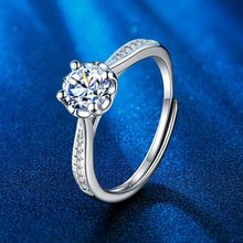 高碳石戒指女韩版小众气质镶钻戒指情侣冷淡风可调节指环一件代发