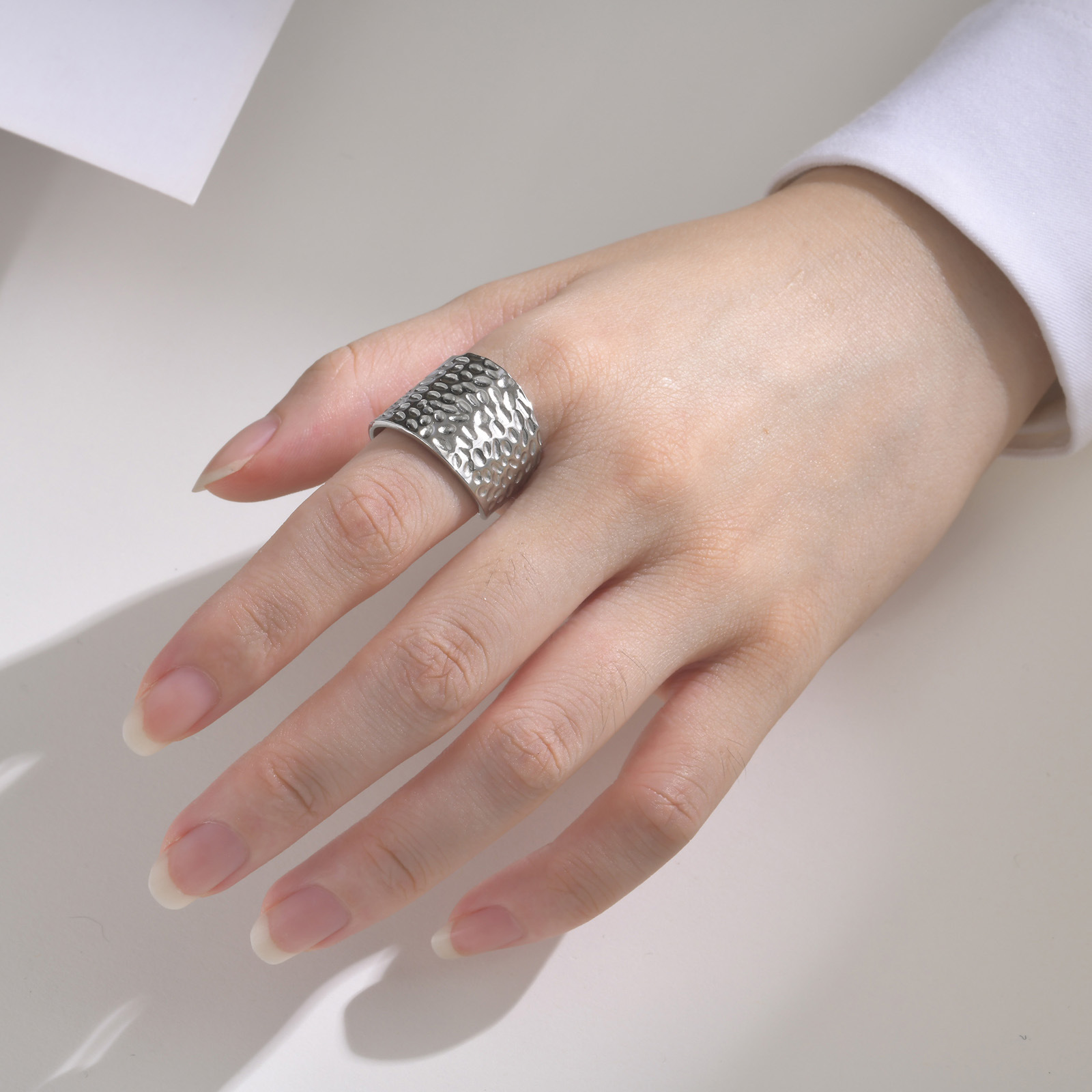 Simple Style Solid Color Stainless Steel Irregular Plating Open Ring 1 Piece