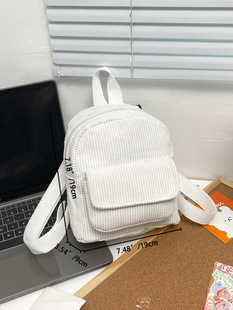 2022 Corduroy New Small Bag Trendy Cool Style Campus Style Fashion Retro Primary and Secondary School Backpack Small Square Bag Women's Bag