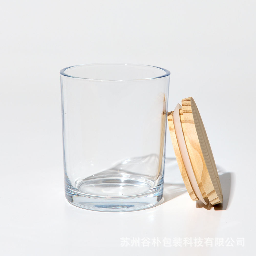 Amazon Hot Sale Spot 200ml taza de vela transparente con tapa de madera para la fabricación de velas exclusivas transfronterizas