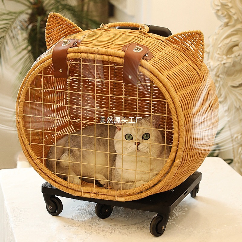 猫用バッグ、ポータブルペットトロリーボックス、織物スーツケース、犬用バッグ、見栄えの良い抗ストレス猫用バックパック|undefined