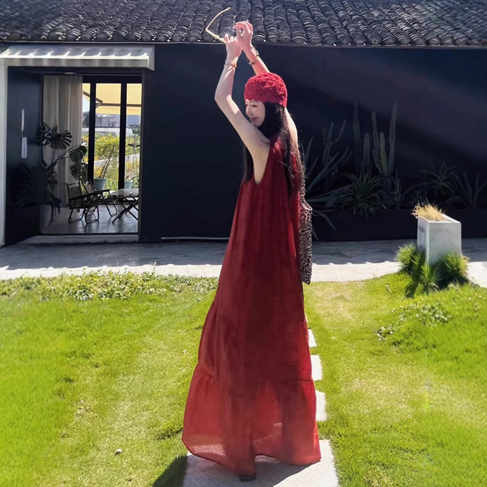 Red summer design dress