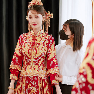 Heavy industry Xiuhe clothing 2024 new bridal wedding toast clothing couple Xiuhe dragon and phoenix gown Chinese wedding clothing spring and summer