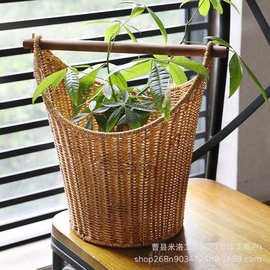 跨境创意杂物收纳篮简约衣服零食玩具筐仿藤编客厅杂物篮储物筐