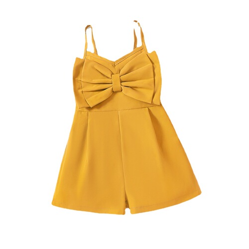 EW Foreign Trade Kids' Clothing: New Arrivals for Toddlers & Young Children – Girls' Summer Solid-Color Halterneck Jumpsuit with Bow, Style K188-C