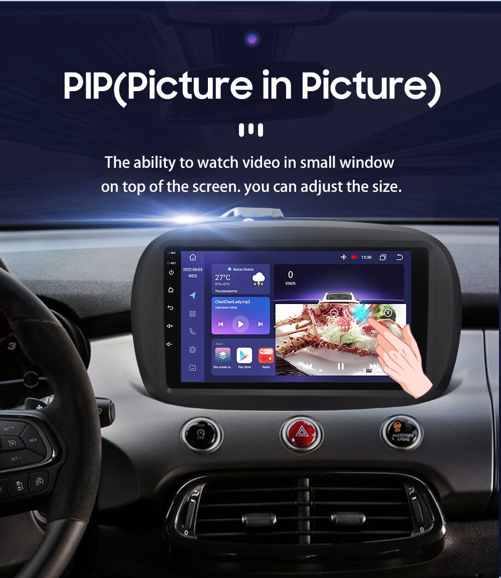 9-inch suitable for 14-20 Fiat 500X Android car central control large screen navigator Wireless carplay