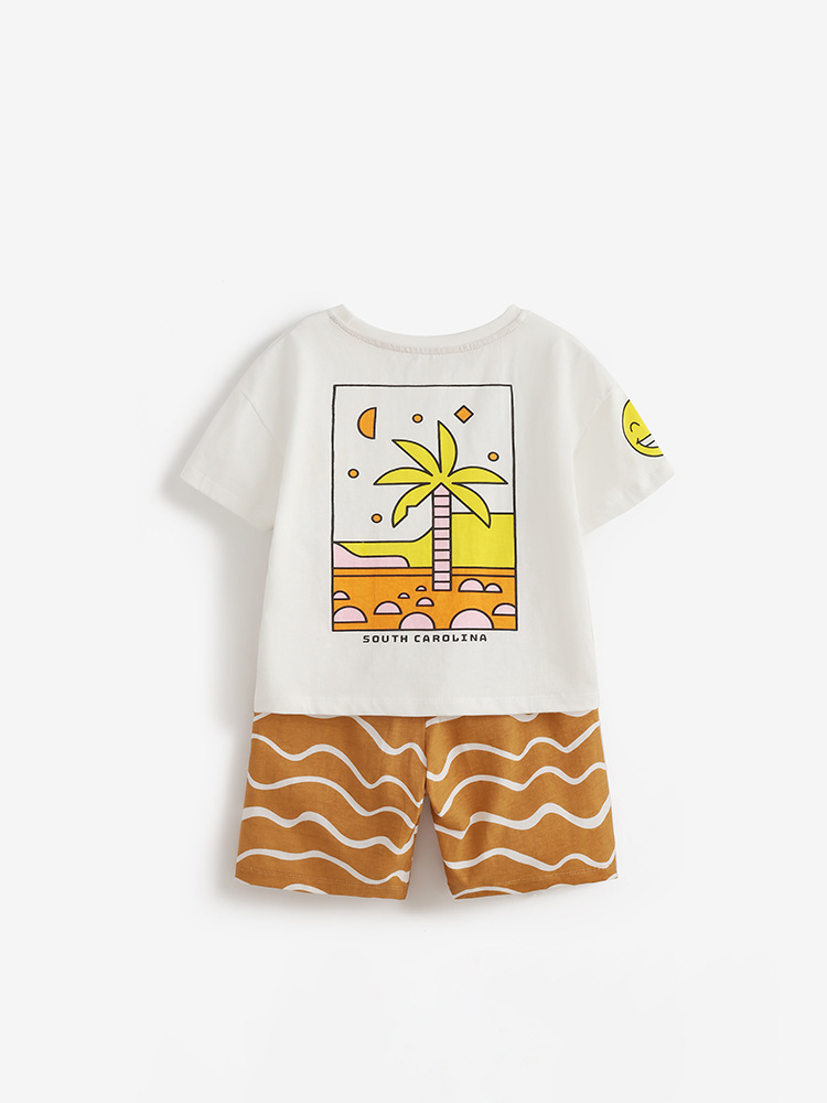 Malwee transfronterizo de dos piezas para niños, ropa de verano, nueva camiseta, chico guapo, conjunto casual para niños europeos y estadounidenses image 2