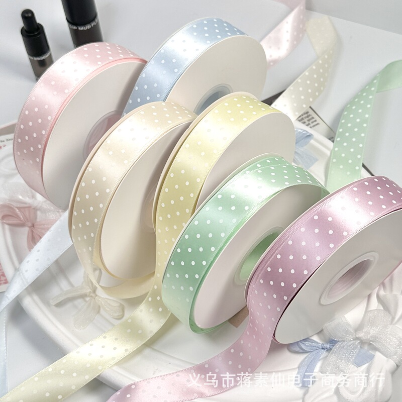 2.5cm Polka Dot Ribbon Handmade DIY Bow High-Gloss Satin Ribbon Doll Clothes Lolita Accessories Ribbon 2.5cm Polka Dot Ribbon Handmade DIY Bow High-Gloss Satin Ribbon Doll Clothes Lolita Accessories Ribbon
