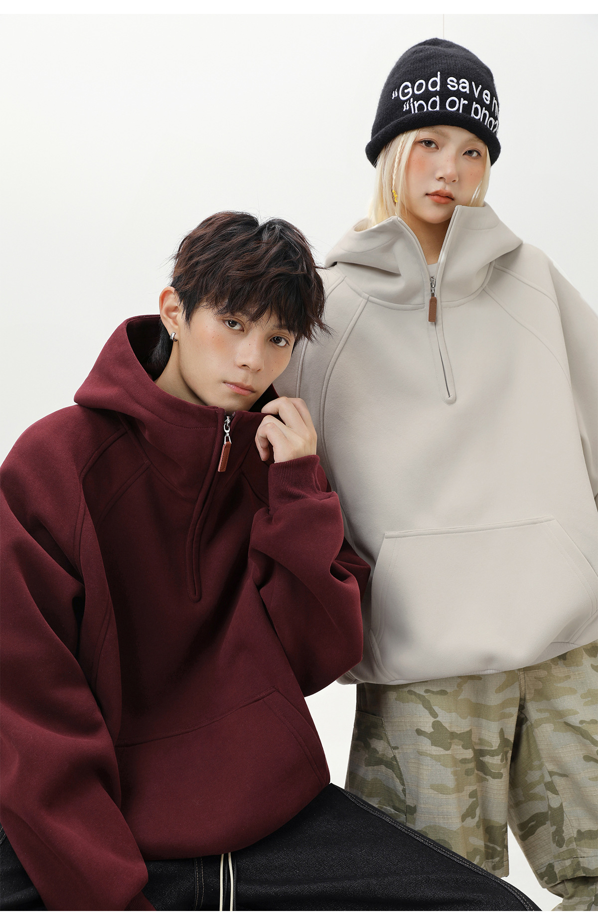 Schwerer Herren Hoodie Mit Half-zip Für Herbst Und Winter_voghion.com