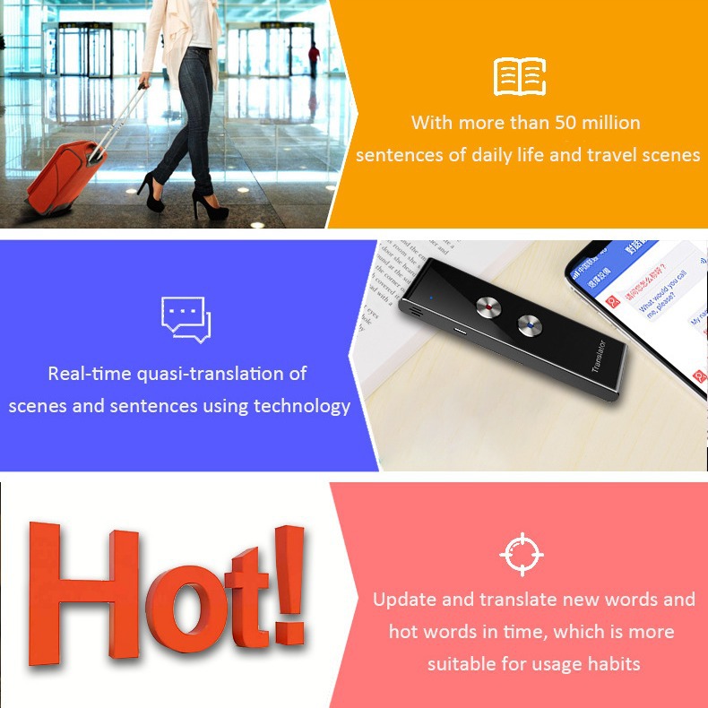T8 + aleación de aluminio Bluetooth APP inteligente voz traducción simultánea dorado gris negro de negocios turismo traductor de voz varilla