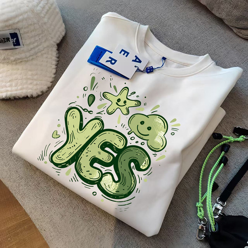 White Pure Cotton Short Sleeve T-shirt for Women - Summer 2025 Spring Top - Loose Fit New Print Design Women's Casual Layering