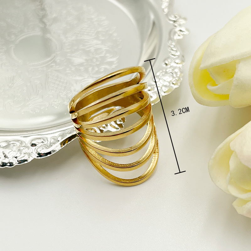 Retro Leaf Round Flower Stainless Steel Plating Rings