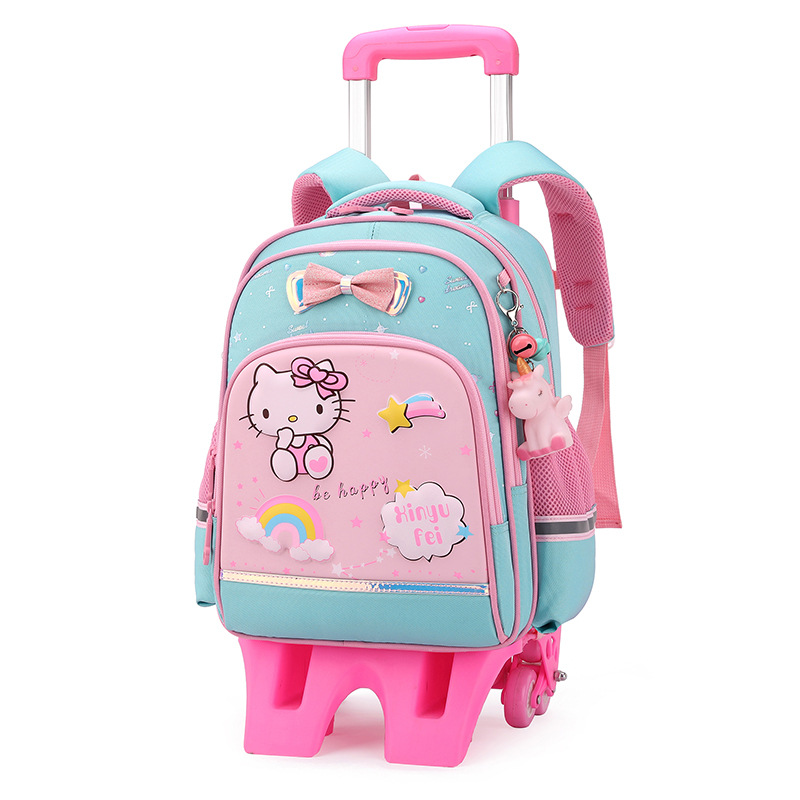 Mochila escolar con ruedas para niños de primaria con seis ruedas que pueden subir escaleras, mochila impermeable de gran capacidad y que reduce la carga para niñas de 1.º a 3.er grado