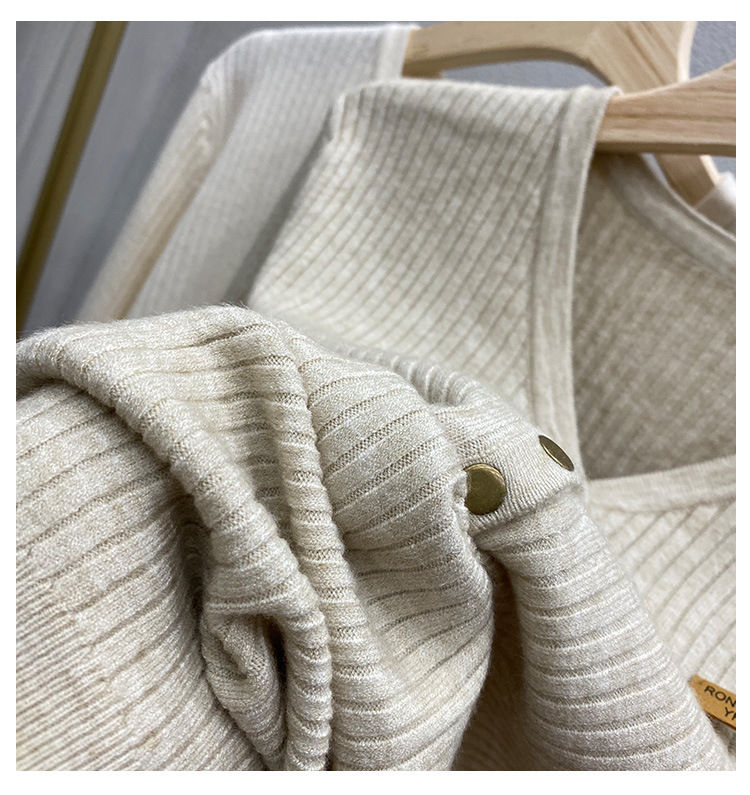Maglione lavorato a maglia di base per abbigliamento femminile, maglione da donna, autunno, nuovo stile, scollo a V, maniche lunghe, maglione interno alla moda e temperamento_voghion.com