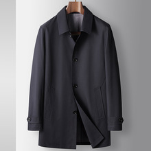 男式风衣2025秋冬新款翻领轻奢商务休闲中长款免烫青年风衣外套潮