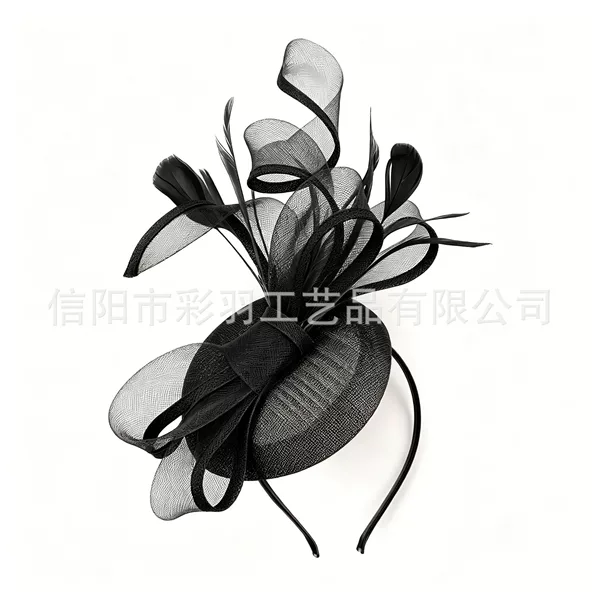 European and American bridal feather mesh fascinator hat, horse racing festival headpiece, vintage, fashionable, elegant hat