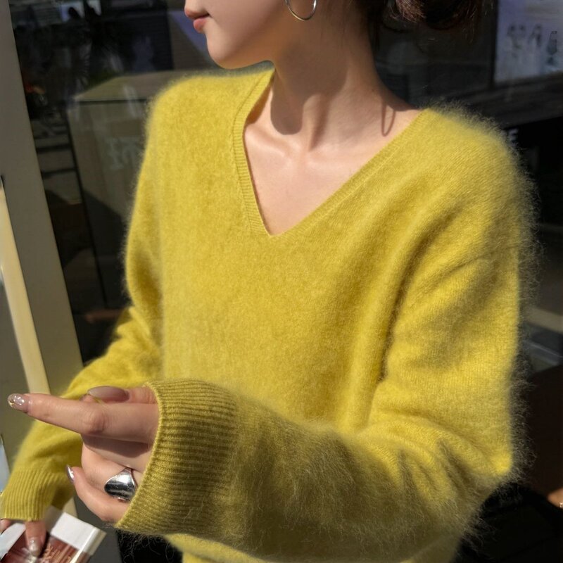 Cloud-Like Brushed Cashmere Wool Sweater for Women, Atmospheric Brushed Long-Sleeved Seamless Knit Sweater Cloud-Like Brushed Cashmere Wool Sweater for Women, Atmospheric Brushed Long-Sleeved Seamless Knit Sweater