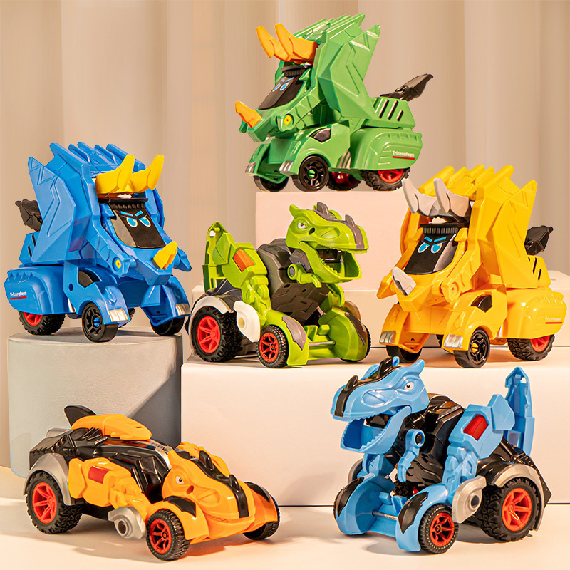 Inertial Deformation Dinosaur Toy Car Model Collision and Transformation into a Triangular Tyrannosaurus Rex Chariot Children's Boy Toy