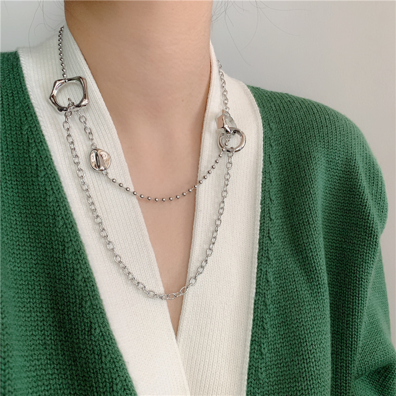 Fashion Irregular Pendent Chain Multi-layer Alloy Necklace display picture 2