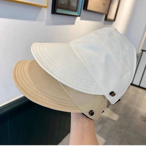 Summer Plain Color Thin Women's Hairstyle Can Tie High Ponytail Can Hang Mask Sun Protection Hat Outdoor Breathable Lace Visor Hat