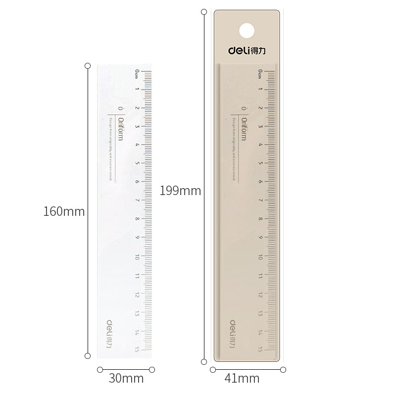 Deli stationery 71971 transparent ruler primary school student function with wave multi-function ruler stationery wholesale