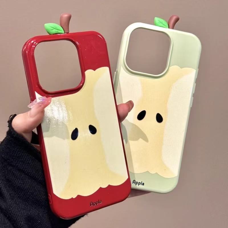 创意ins涂鸦红绿苹果适用iphone14立体16ProMax苹果15P手机壳13女