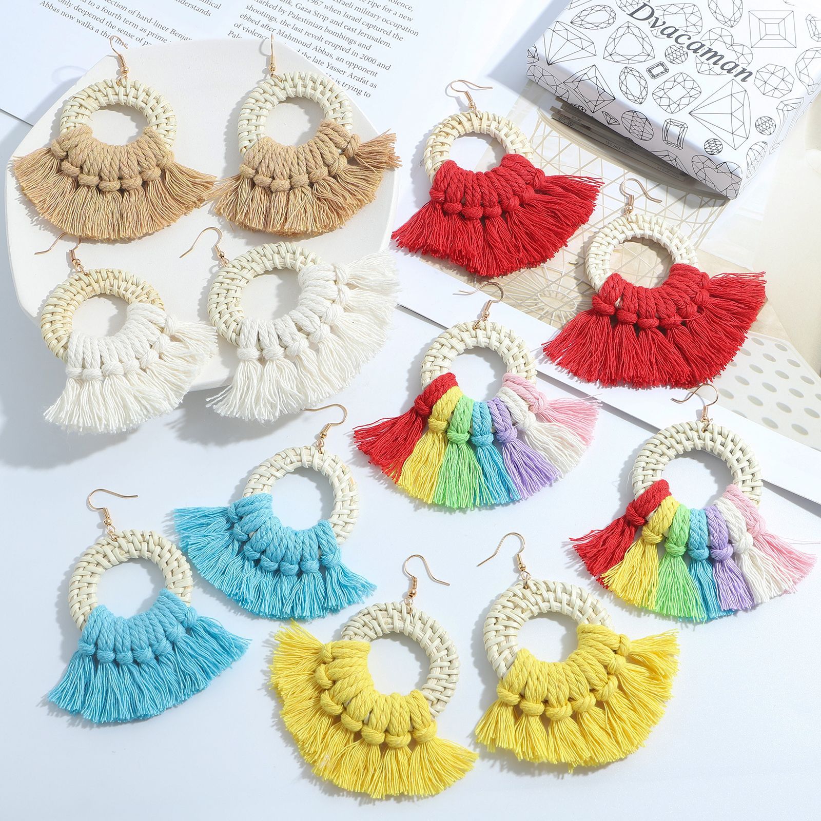 Casual Ethnic Style Geometric Cotton Thread Tassel Women's Drop Earrings 1 Pair display picture 50