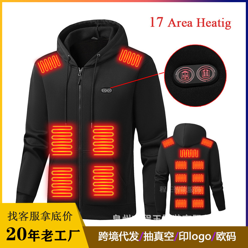 Winter New Heating Clothing Rechargeable Constant Temperature Cardigan Sweatshirt Men's Hoodie Plus Velvet Heating Jacket Smart Heating Clothing Winter New Heating Clothing Rechargeable Constant Temperature Cardigan Sweatshirt Men's Hoodie Plus Velvet Heating Jacket Smart Heating Clothing
