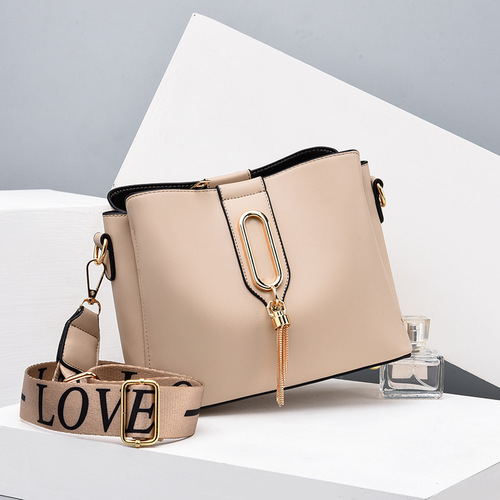 Small bag for women  new trendy fashion bucket bag Internet celebrity wide shoulder strap women's large capacity single shoulder crossbody bag trendy