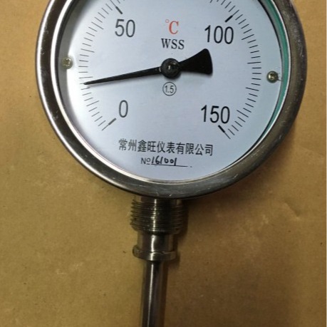 WSS-412全不锈钢径向型双金属温度计0-100℃精度高材质304不锈钢