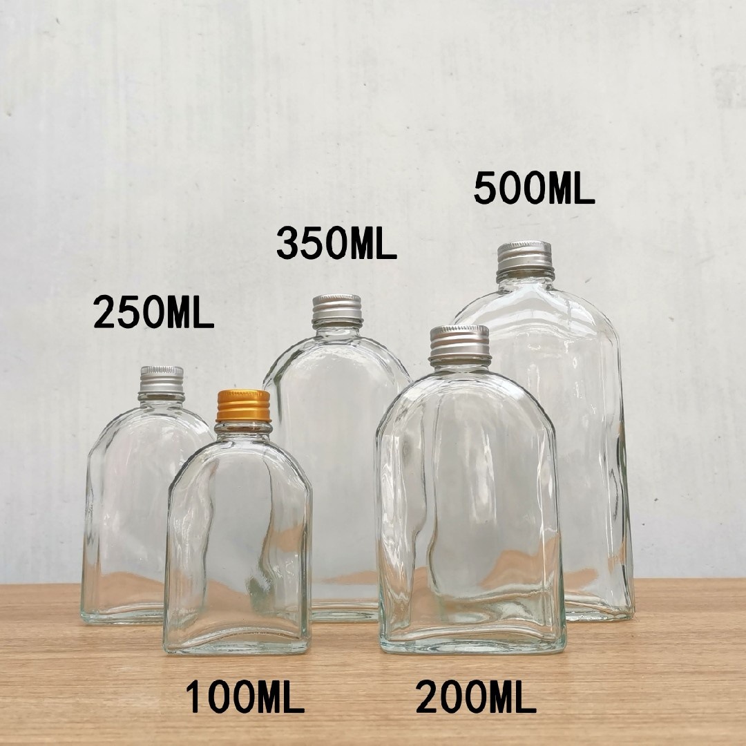 250ml扁方外卖打包玻璃瓶奶茶咖啡包装饮料瓶自酿果酒瓶果汁饮品