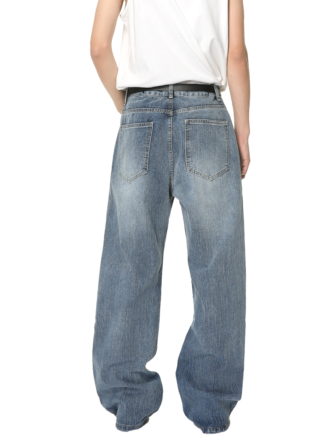 MTLCLOTHES Hombres| Diseño de personalidad coreano anti-bolsillo de moda blanco lavado jeans de estilo recto