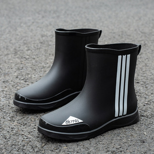 Cross-border waterproof shoes men's rain boots men's rain boots non-slip wear-resistant adult men's short tube rubber shoes plus cotton overshoes for work foreign trade