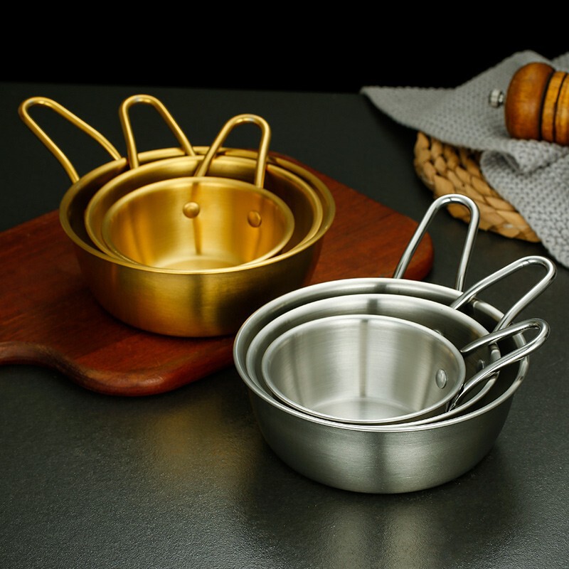 Stainless Steel Korean-Style Rice Wine Bowl, Rice Bowl, Yellow Wine Bowl with Handle, Seasoning Bowl, Restaurant-Specific Hot and Cold Wine Bowl, Cooking Bowl