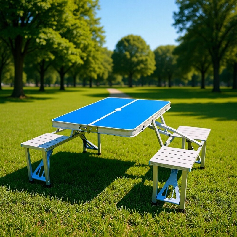 One-Piece Aluminum Alloy Folding Table and Chair Portable Camping Table Barbecue Picnic Table and Chair Set for Outdoor Leisure One-Piece Aluminum Alloy Folding Table and Chair Portable Camping Table Barbecue Picnic Table and Chair Set for Outdoor Leisure