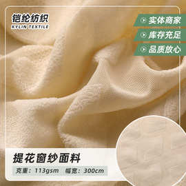 100D*200D提花窗纱面料 涤纶阻燃纱线现代简约酒店工程防火窗纱布