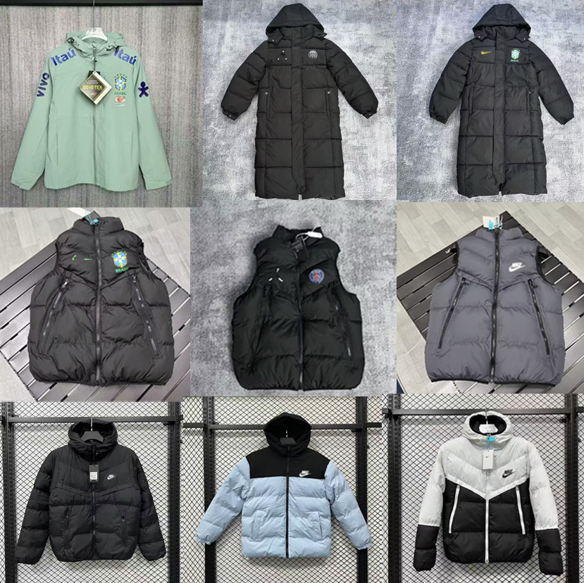 Chaqueta de fútbol Chaqueta acolchada Brasil París Alemania Red Devils Bayern Gabardina más terciopelo delgado Neumbape