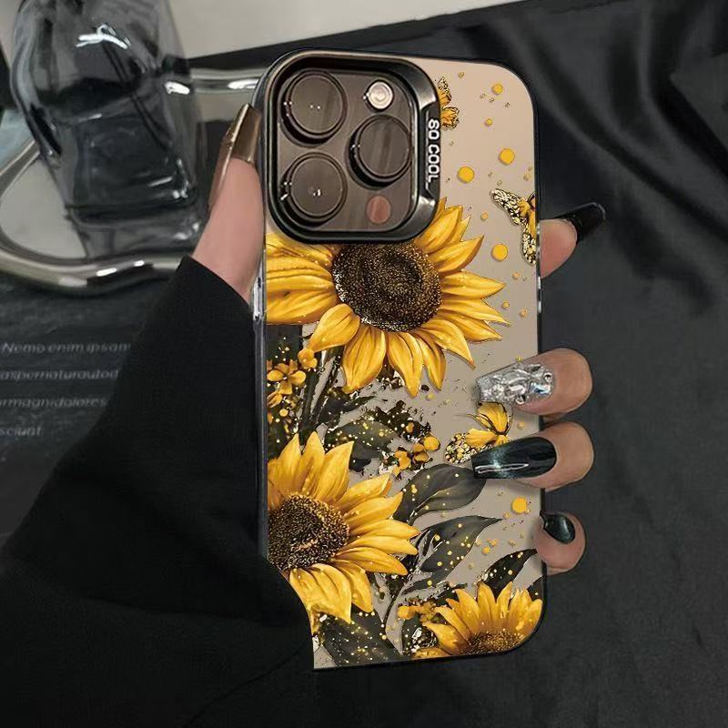 Sunflower-Themed Phone Case Suitable for Apple 17 Pro Max, Personalized and Energetic Case for iPhone 16, Ins15/14, European and American Style 13