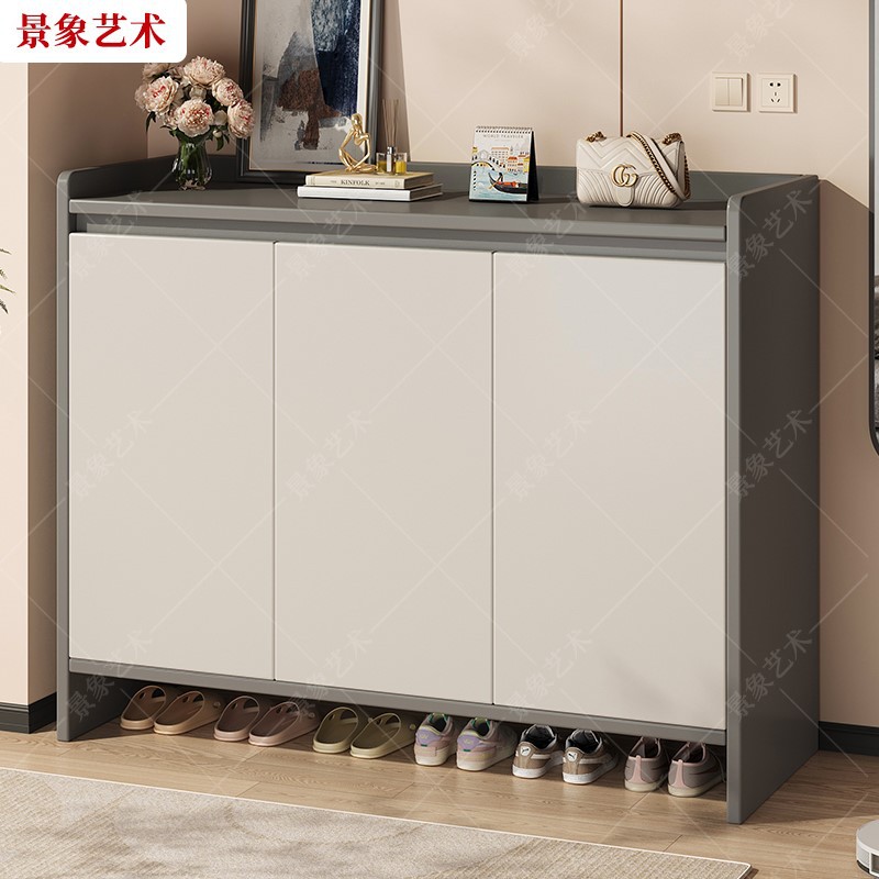 Gabinete de zapatos de puerta doméstica de almacenamiento integrado contra la pared del pasillo de entrada del gabinete multifuncional de gran capacidad estante de zapatos a prueba de polvo