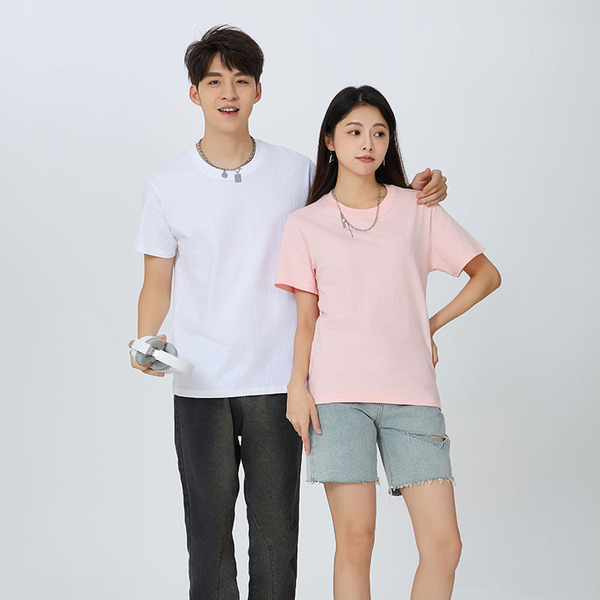 Summer cotton solid base body-friendly white short sleeve T-shirt