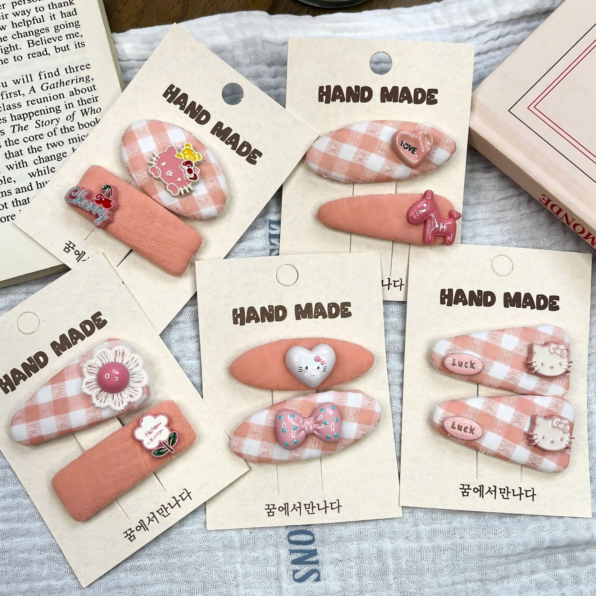 Dulces pinzas de pelo rosa, corazón de niña, dibujos animados, bichos de oso, pinzas de boca de pato, pinzas laterales de amor, nuevos pinzas de pelo infantil