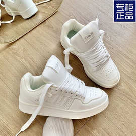 高帮小白鞋女鞋2025新款春秋季薄款百搭厚底单鞋休闲运动白鞋板鞋