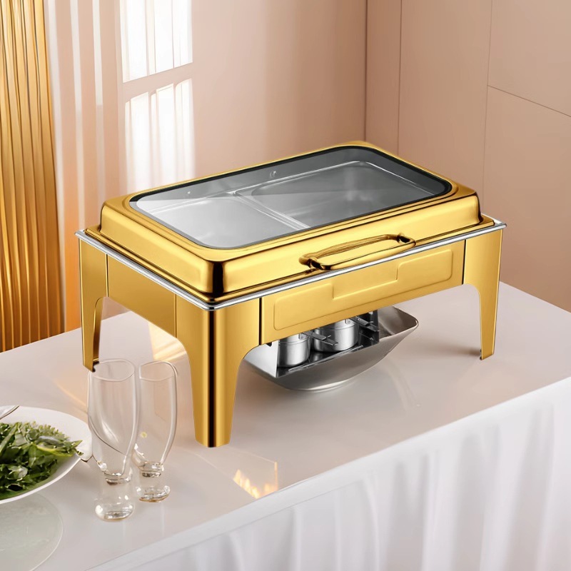 Stainless Steel Hydraulic Lid with Large Glass Buffet Stove for Breakfast, Insulated Stove for Hotel Buffet, Cross-Border Heatable Stainless Steel Hydraulic Lid with Large Glass Buffet Stove for Breakfast, Insulated Stove for Hotel Buffet, Cross-Border Heatable