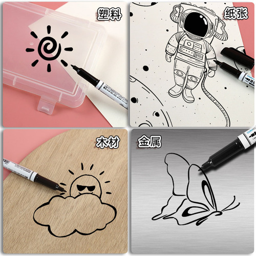 Taiwan Lion 685 double-headed strange pen small double-headed oily marker black children's painting hook line watercolor pen