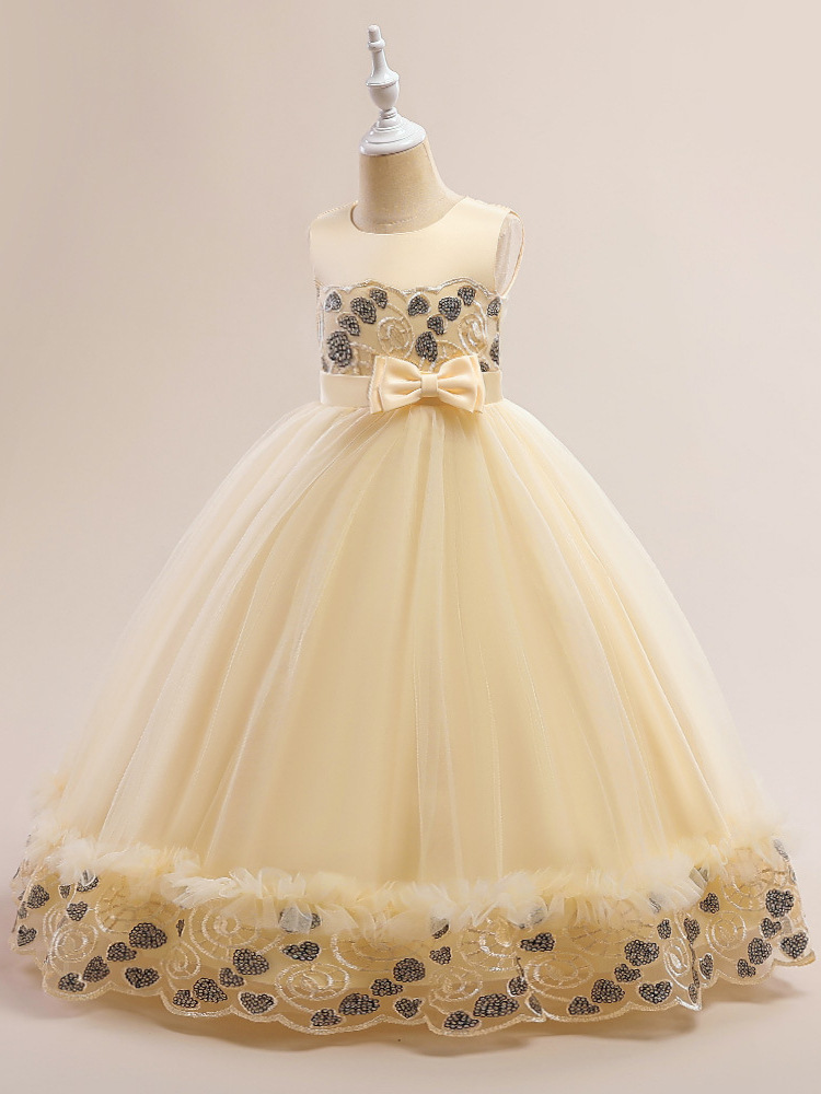 2024 nuevos niños vestido bordado vestido 61 coro rendimiento anfitrión piano rendimiento pettiskirt