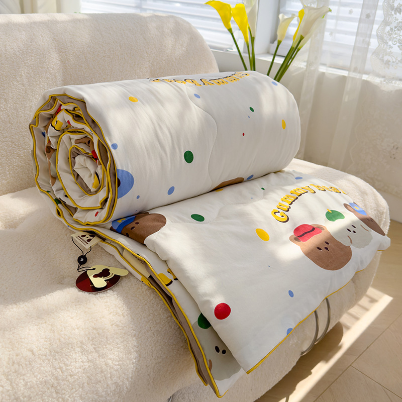 Nuevo edredón fresco de verano, edredón de aire acondicionado, dormitorio individual y doble para niños de verano, edredón fino de fibra de soja lavable a máquina