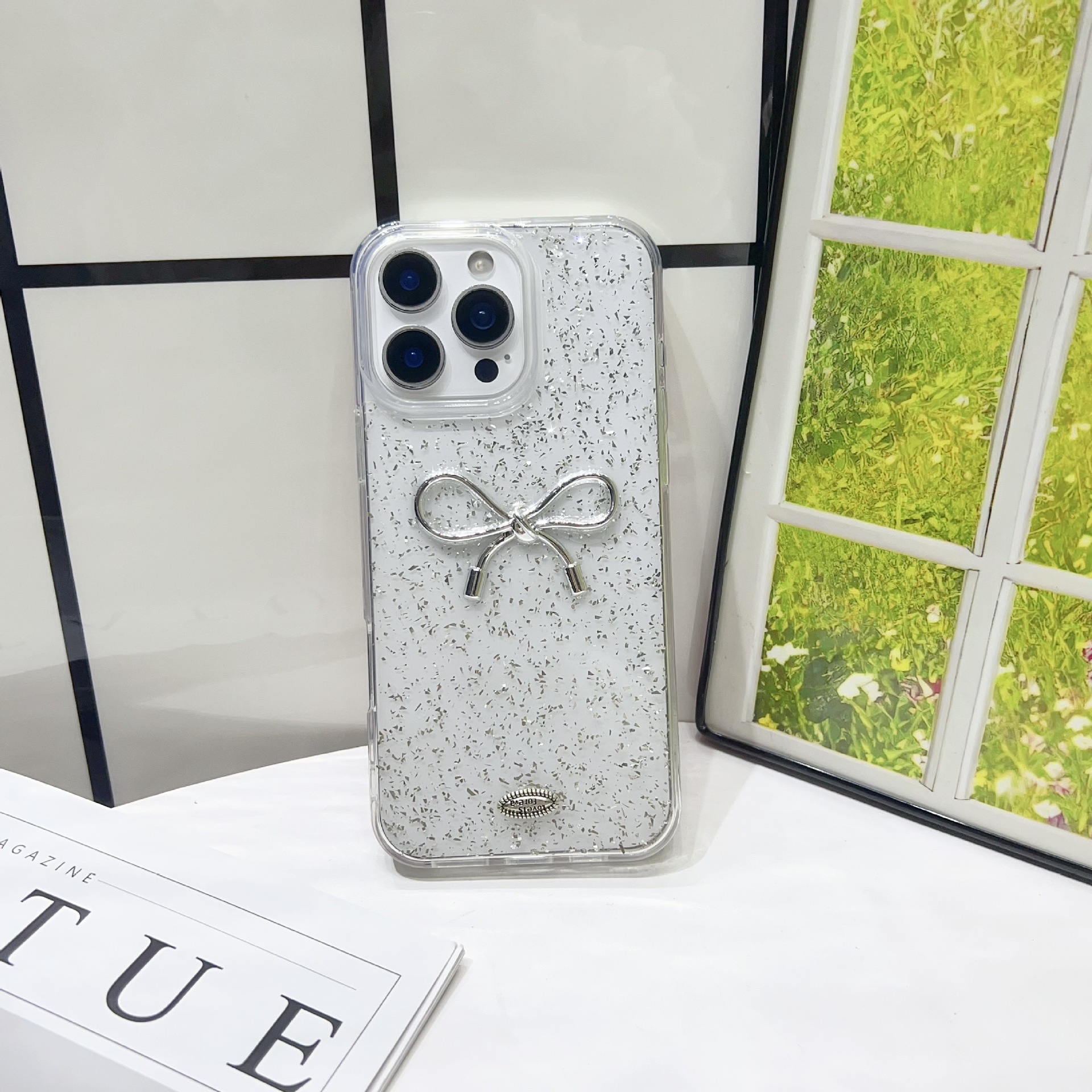 Suitable for Apple 17 Pro Max Epoxy Phone Case iPhone 16 Bowknot Transparent 13/14 Protective Case Internet Celebrity