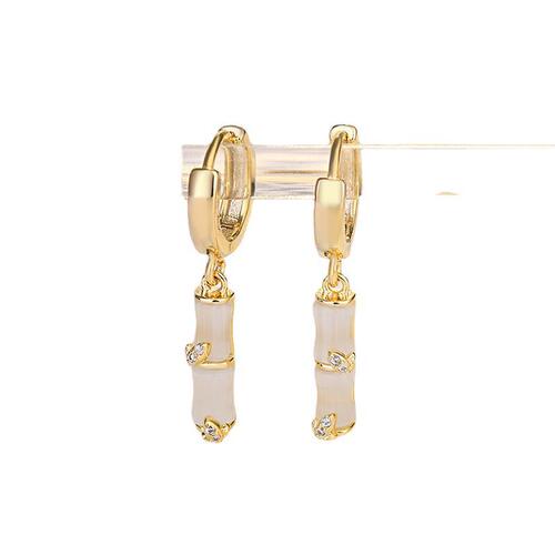 14K gold plated new style earrings cat's eye bamboo retro style earrings fashionable temperament versatile earrings for women